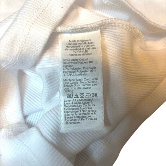 NWT J.Crew Factory White Ribbed High Neck Tank Top XXS Cotton Blend - Picture 5 of 5